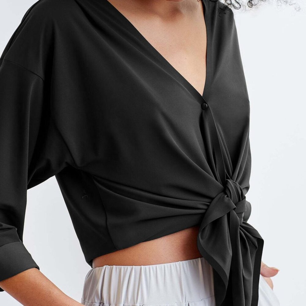 NWOT Aday “That’s a Wrap” Convertible Blouse • Small • Black • Wrap-Style Top